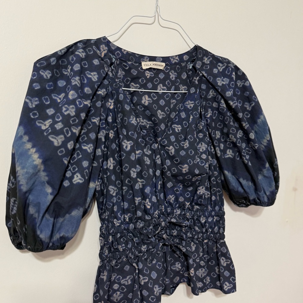 Ulla Johnson Navy Blue Patterned Blouse | Small |… - image 2